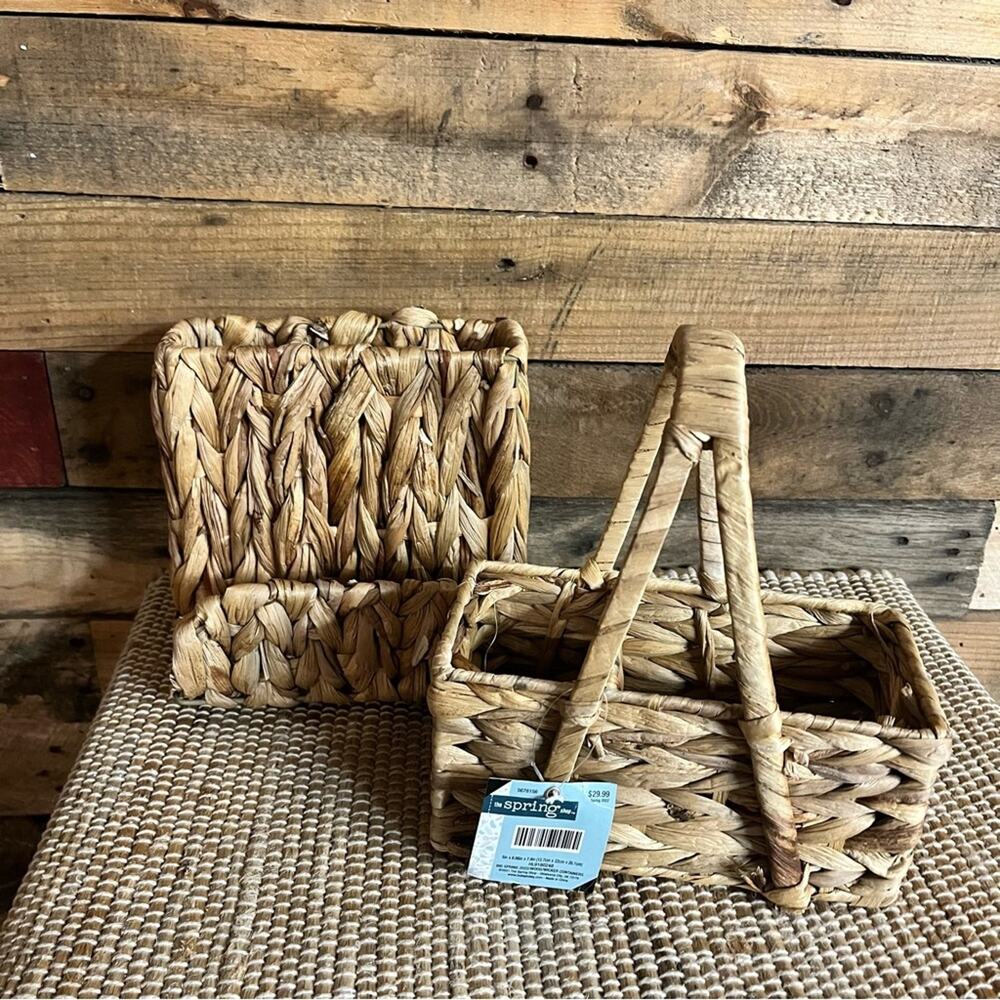 Hobby Lobby Lot of 2 Wicker Utensil/Napkin Holders‎
